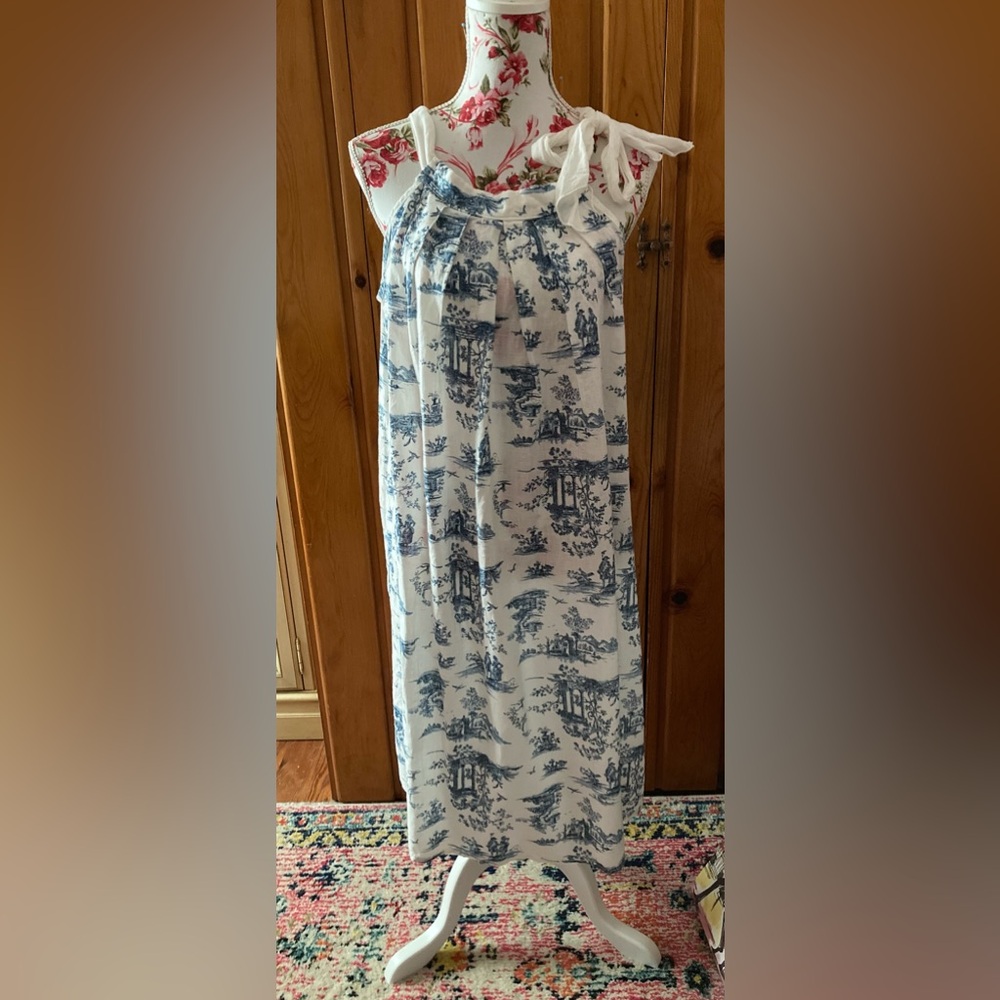 Bellambra Toile Print Linen Halter Sundress - SZ XL